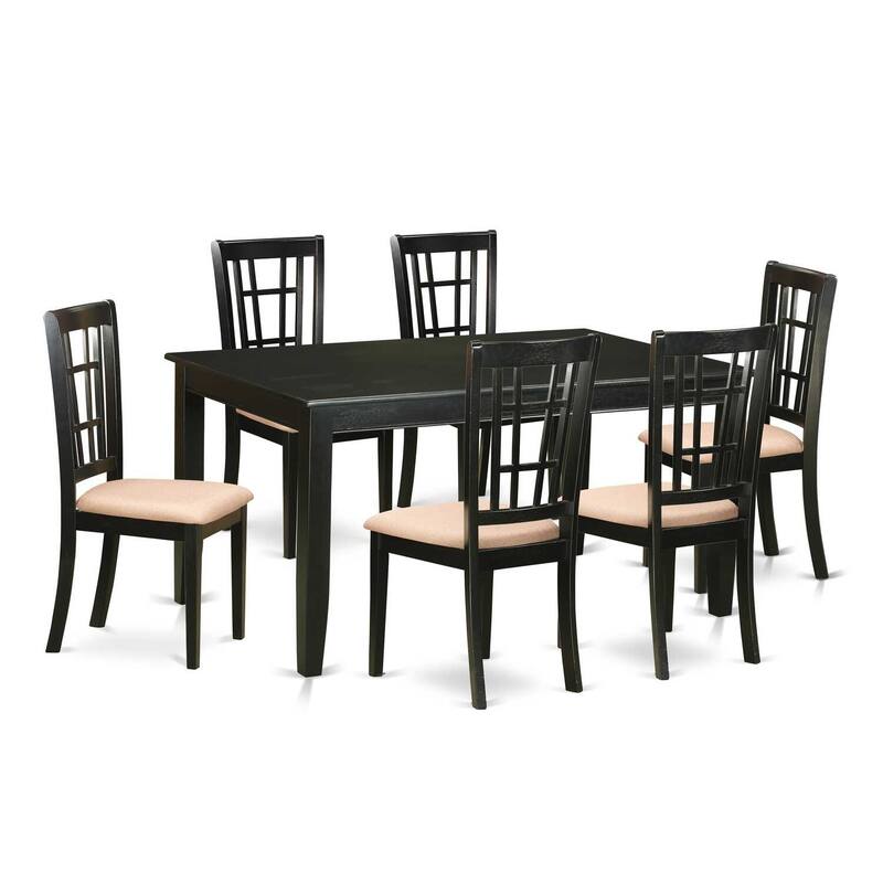 Kitchen Dinette Set - Table and 6 Chairs - Solid Wood Dining Room Set