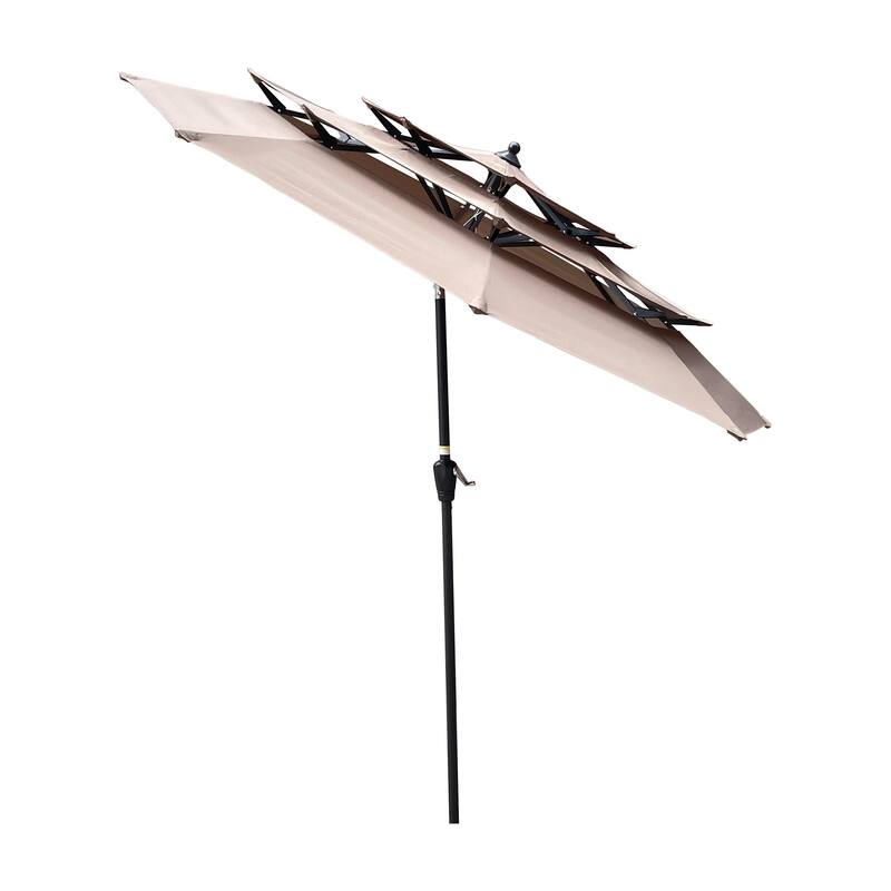 3-Tier Outdoor Patio Umbrella with Crank and Tilt, Wind Vents for Garden, Deck, Pool Shade