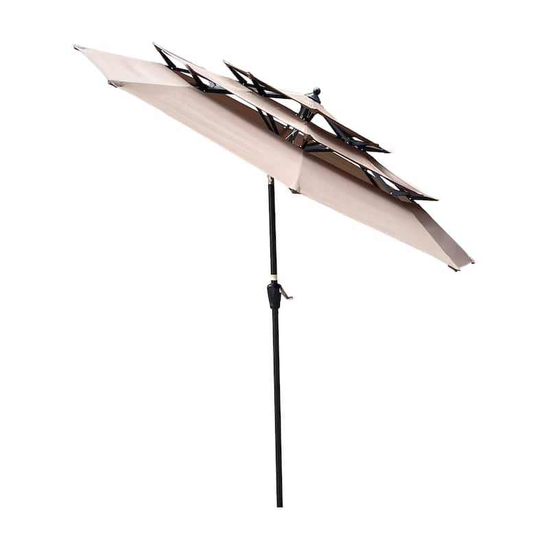 9Ft 3-Tiers Outdoor Patio Umbrella with Crank and tilt and Wind Vents for Garden Deck Backyard Pool Shade Outside Deck
