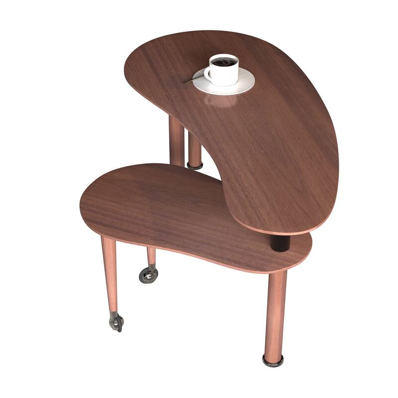 GDFStudio - Eulalia 360 Degree Rotating Nesting Coffee Table Set with Solid Rubberwood Legs