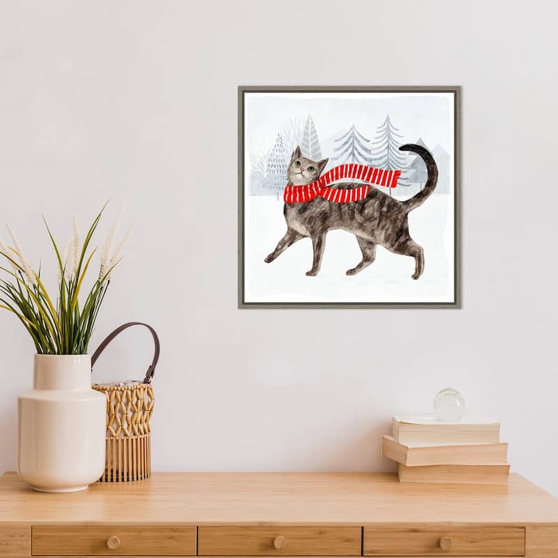 Christmas Cats and Dogs I by Victoria Borges Framed Canvas Art