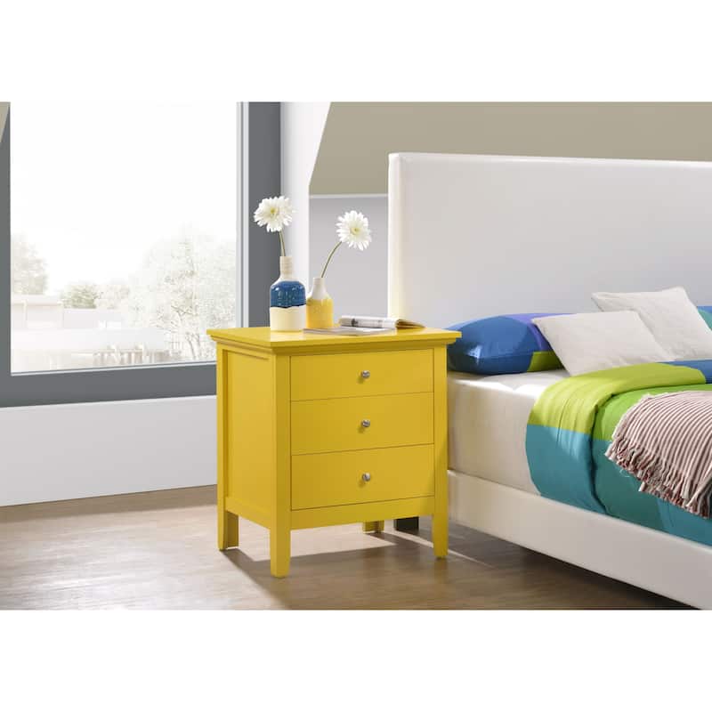 Hammond 3-drawer Wooden Nightstand - Yellow