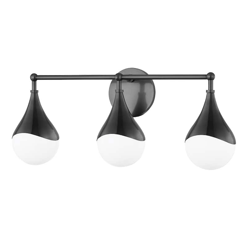 Mitzi by Hudson Valley Ariana LED Bath Bracket with Opal Glossy Glass - 3 Lights - Old Bronze