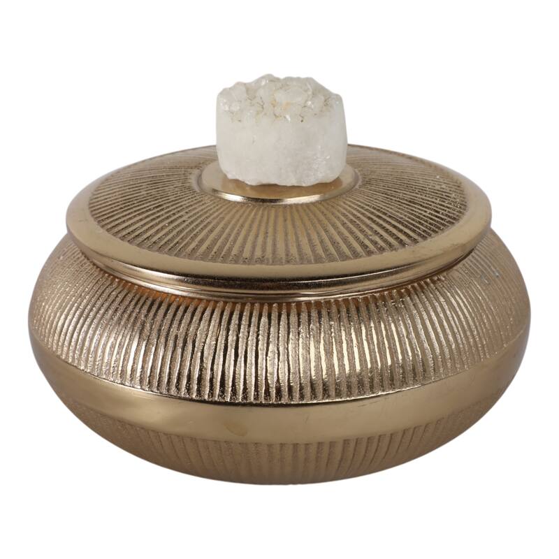 Aluminum Agate Decorative Object Stylish Lidded Textured Sculpture