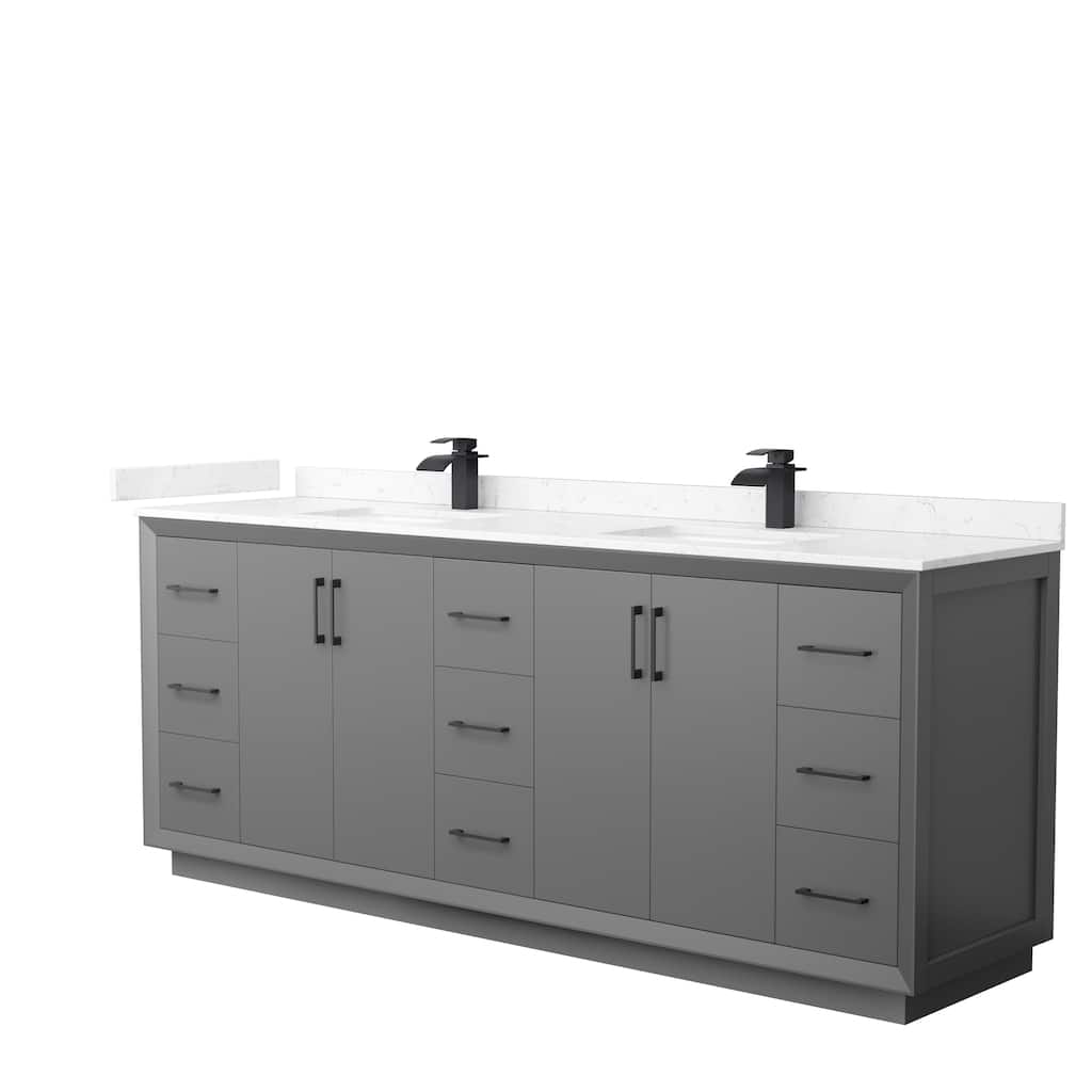 Strada 84-Inch Double Vanity Set, Cultured Marble Top