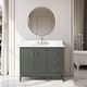 preview thumbnail 87 of 128, Vanity Art 42" Single Sink Bathroom Vanity Cabinet with Engineered Marble Countertop 42"/Golden Brushed Handle - Linear Vintage Green