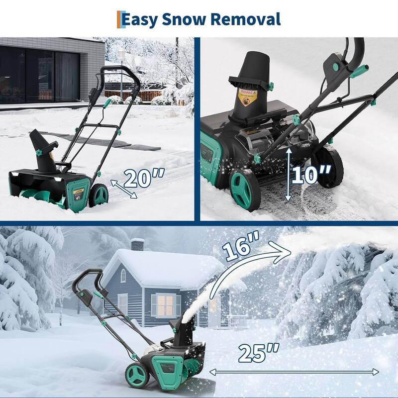 Cordless 20 inch Electric Snow Blower Corded, Snow Thrower for Walkways Deck - N/A