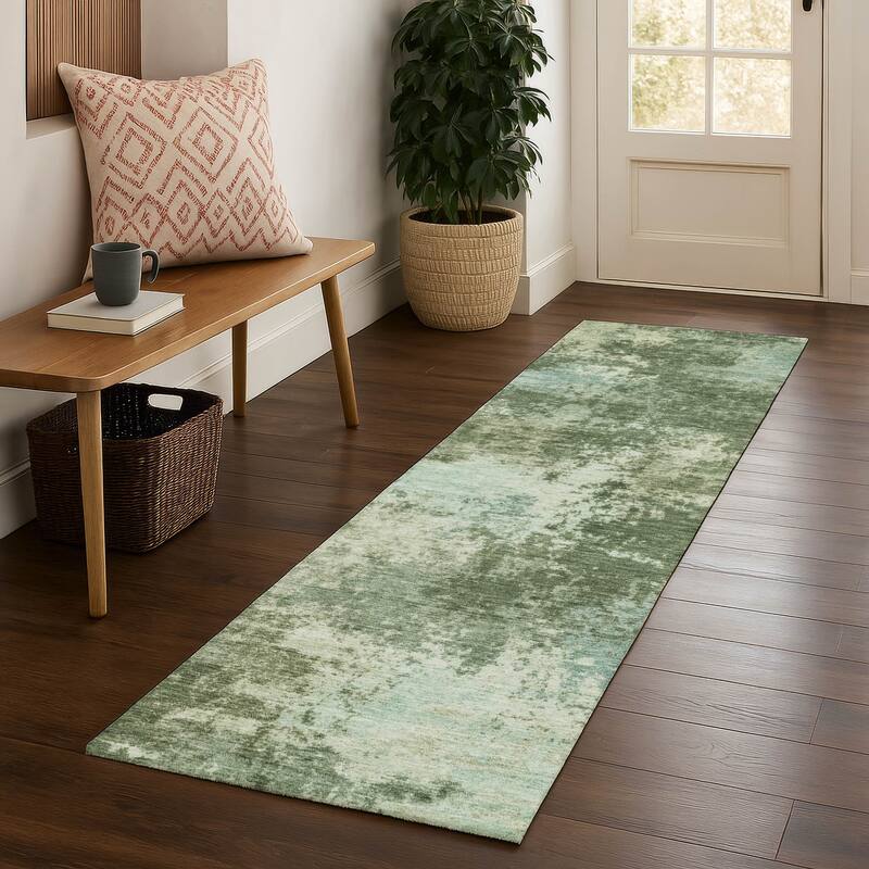 Premium Washable Super Soft Abstract Casual Mayfield Rug - Aloe - 2'3" x 7'6"