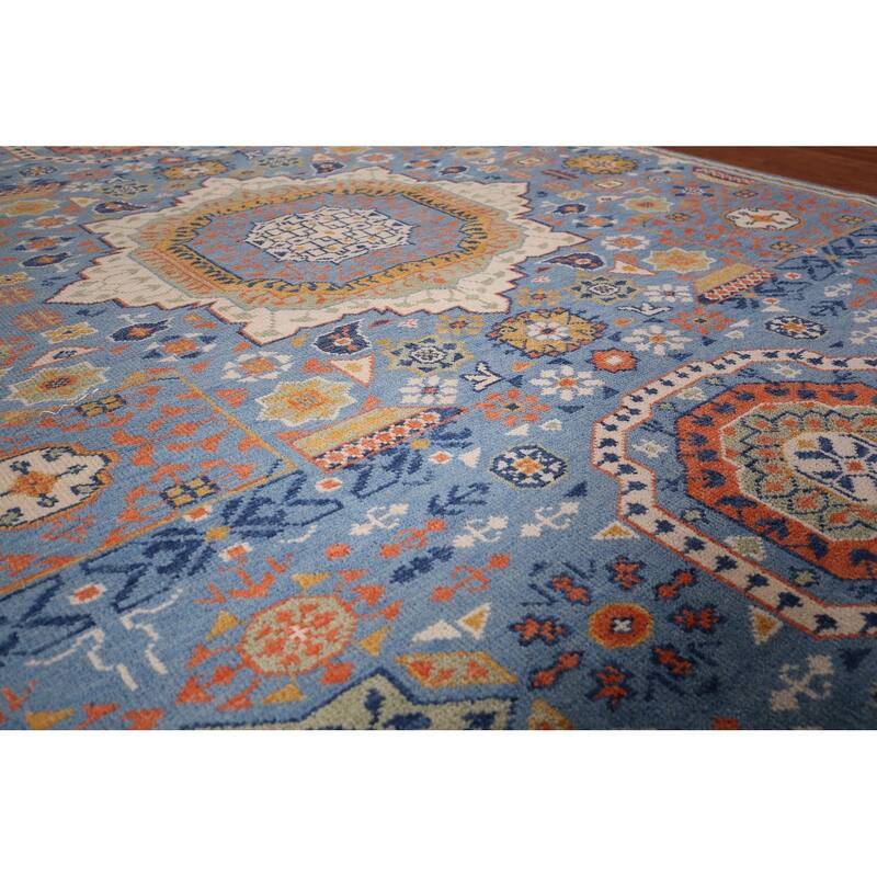 Geometric Khotan Indian Area Rug Handmade Wool Carpet - 8'9"x 11'8"