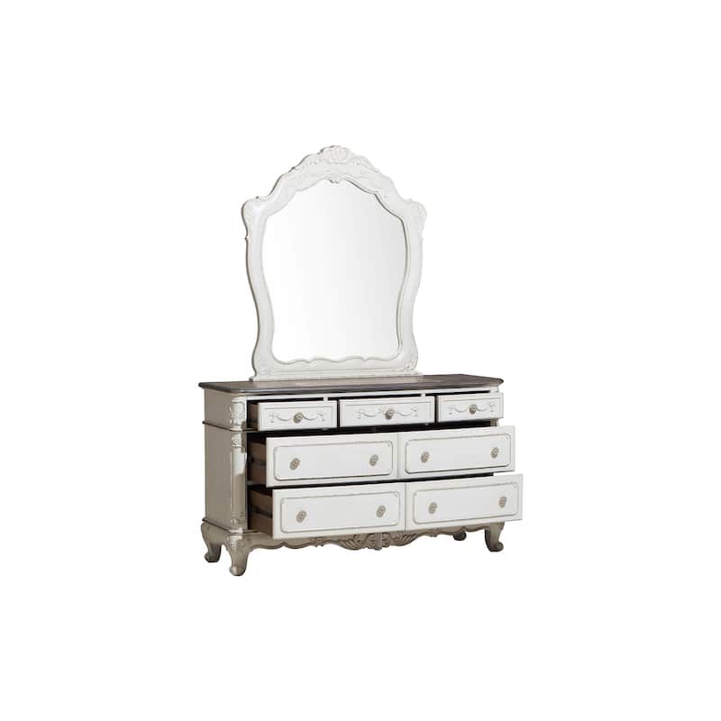 Merry 4 Piece Antique White Traditional Panel Bedroom Set