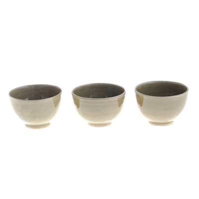Novica Handmade Earthy Green Ceramic Prep Bowls (Set Of 3)