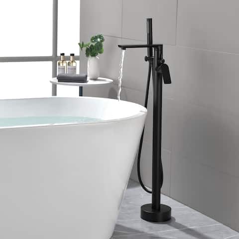 Freestanding Tub Faucet With Hand Sprayer Floor Mounted Roman Bathtub Faucet Modern Tub Filler Trim With Handheld Shower