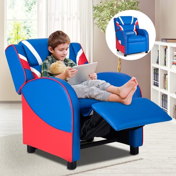 slide 2 of 20, Kids Recliner Chair Gaming Sofa PU Leather Armchair w/Side Pockets - 21.5'' x 20'' x 30'' (L x W x H)