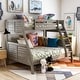 preview thumbnail 3 of 8, Jasmine Transitional Twin-over-Full Solid Wood Bunk Bed with Angled Ladder Taylor & Olive Antique Grey