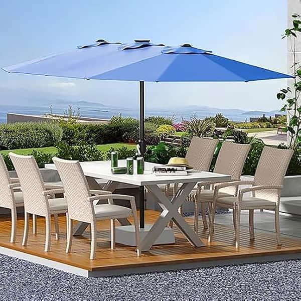 10ft solar led lighted patio umbrella edx 10ft Solar 32 LED Lights Patio Umbrella with Tilt Adjustment and U