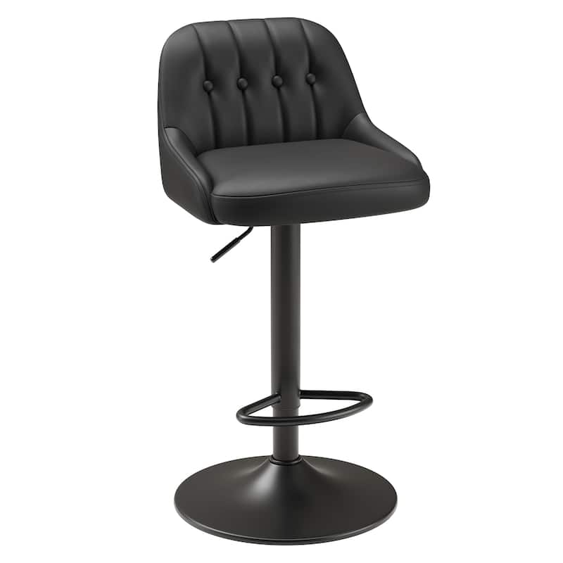 RENEWLINE Adjustable Height Bar Stools with Back, 360° Swivel PU Leather Counter Stools( Set of 1/2/3/4/6)for Kitchen Island - Single - Black