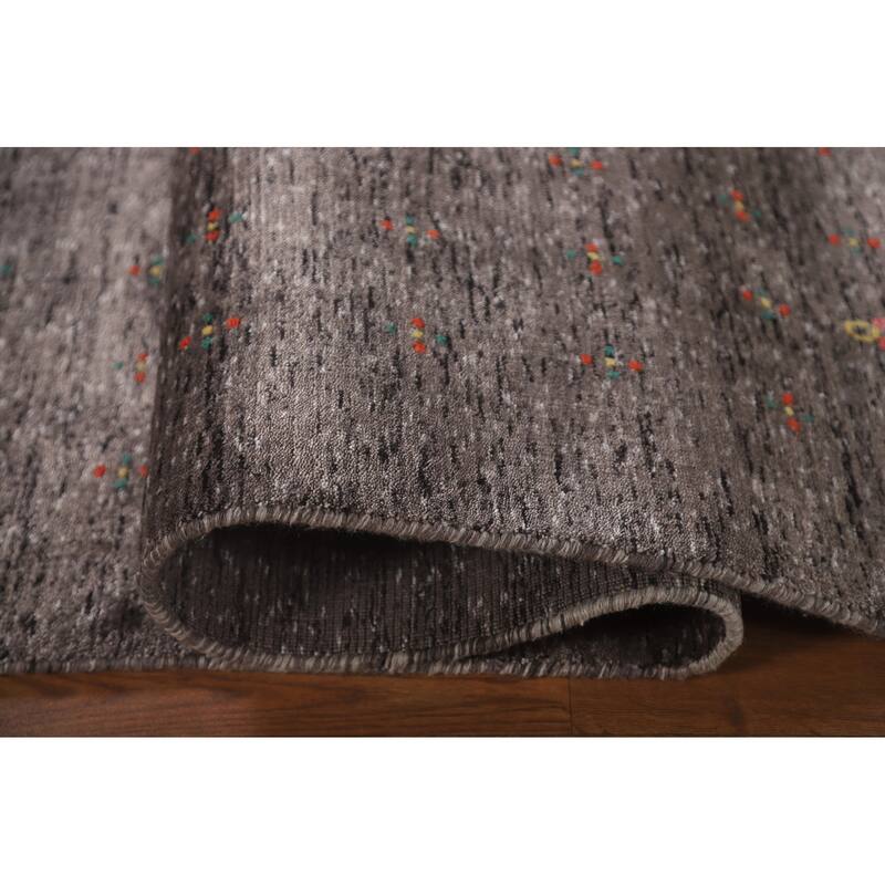 Striped Gabbeh Oriental Area Rug Hand-Knotted Wool Carpet - 7'10" x 9'9"