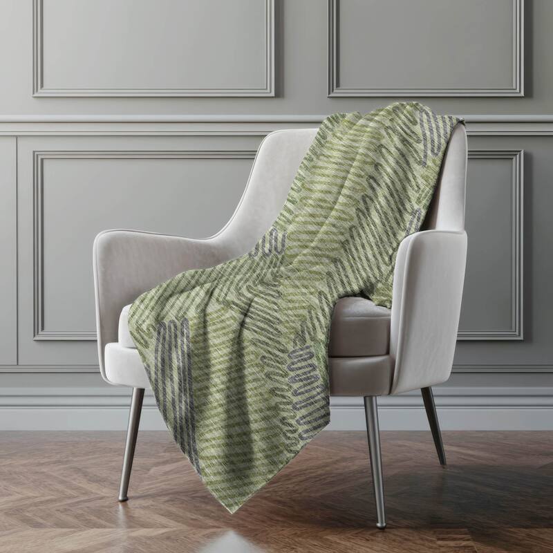 Premium Machine Washable ASB117 Modern Palms Sherpa Throw Blanket