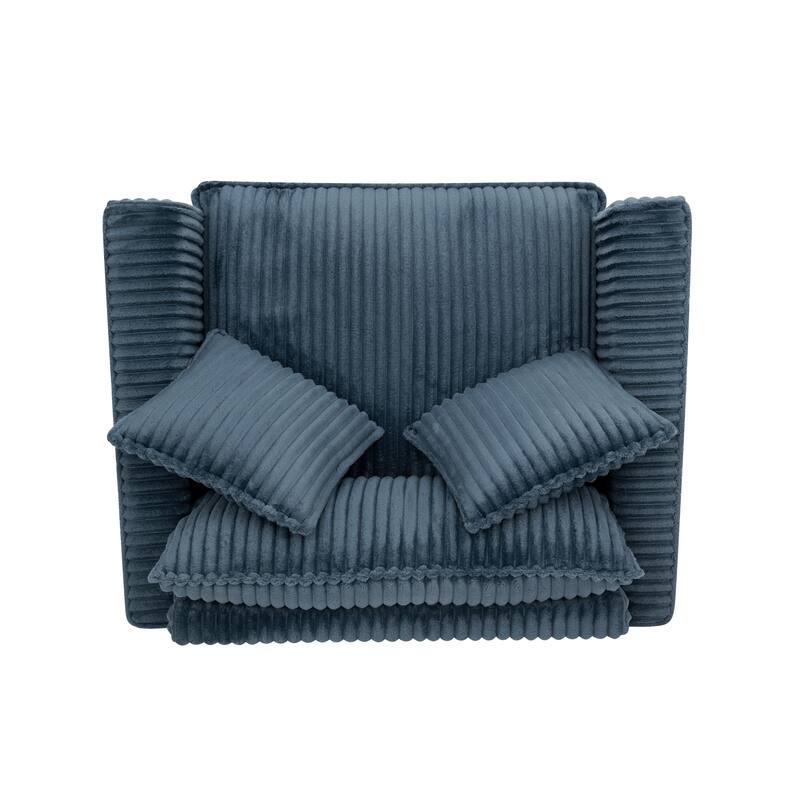 Roomfitters Corduroy Accent Chair with Pillow, Oversized Single Sofa Chair with Armrests and Soft Cushion, Modern Lounge Chair