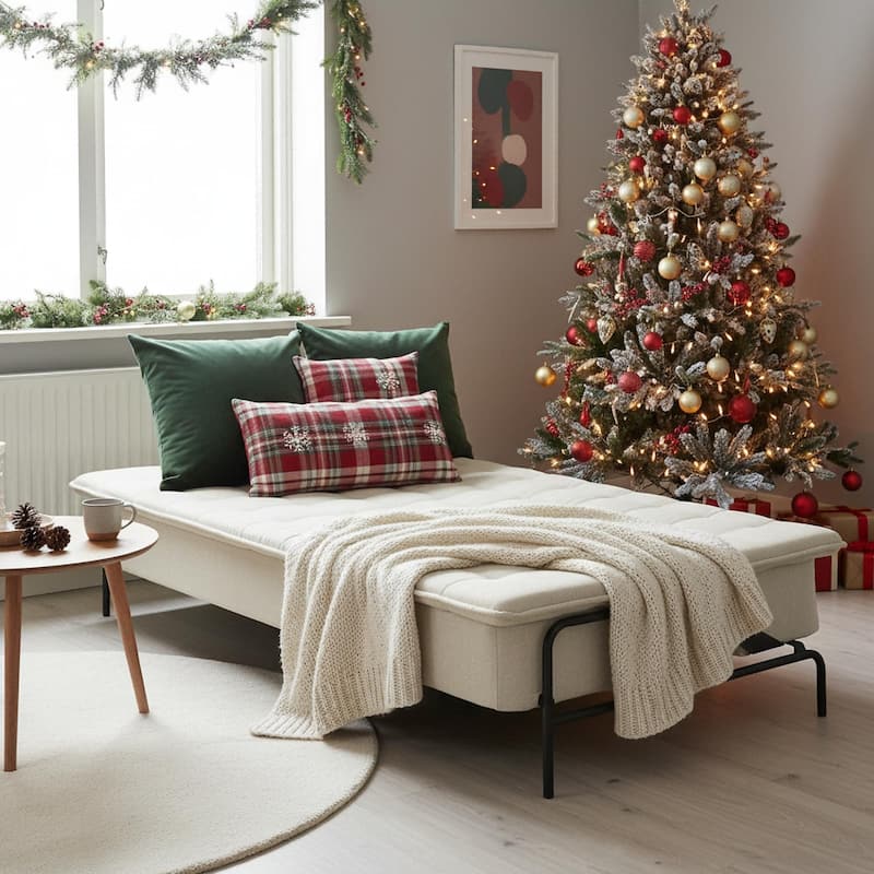 HOMYLIN Convertible Tufted Sofa Bed with Adjustable Back & Metal Frame