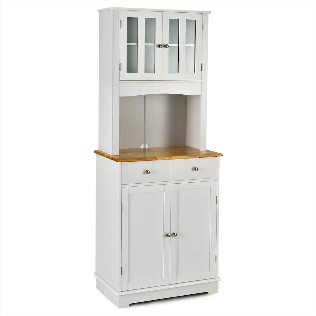 Gymax Buffet Hutch Kitchen Storage Cabinet w/ Microwave Stand Storage - See Details