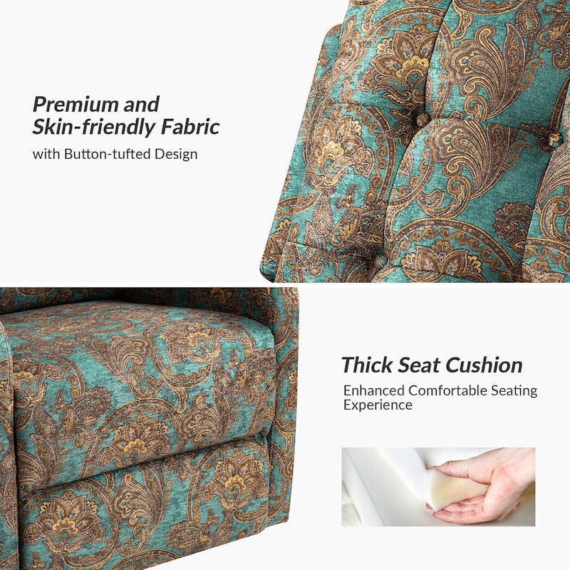 Arlette Floral Manual Swivel Recliner with Tufted Back Set of 2