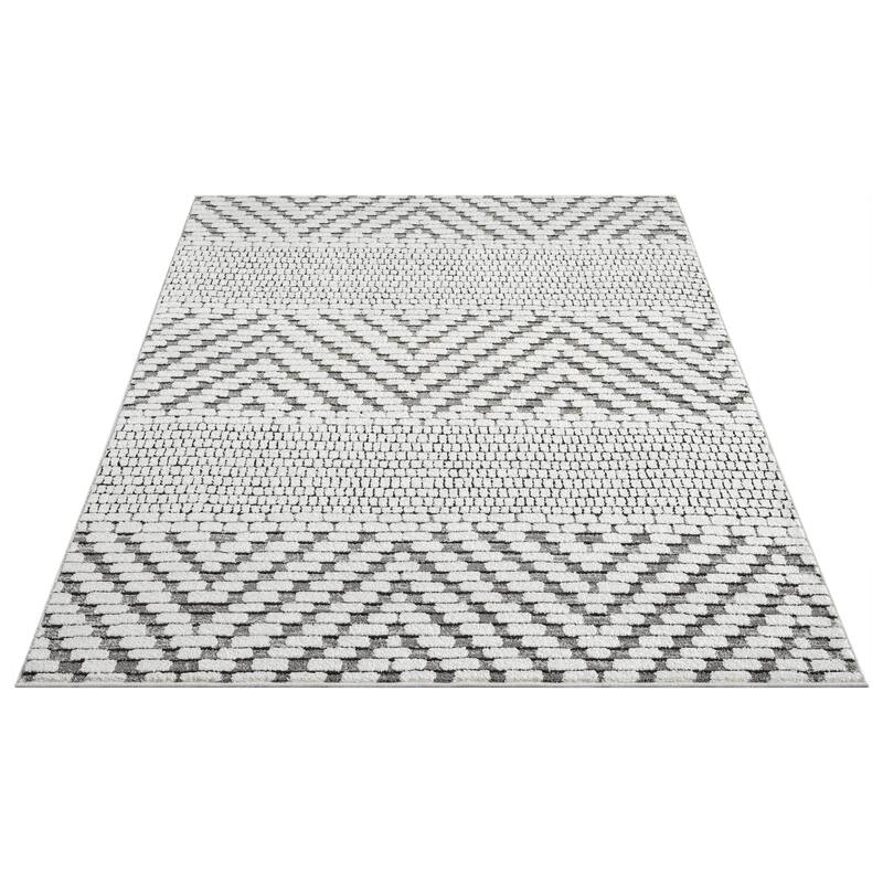 Abani Rugs Nomad Collection NOM150A Zig Zag Cream Grey Area Rug