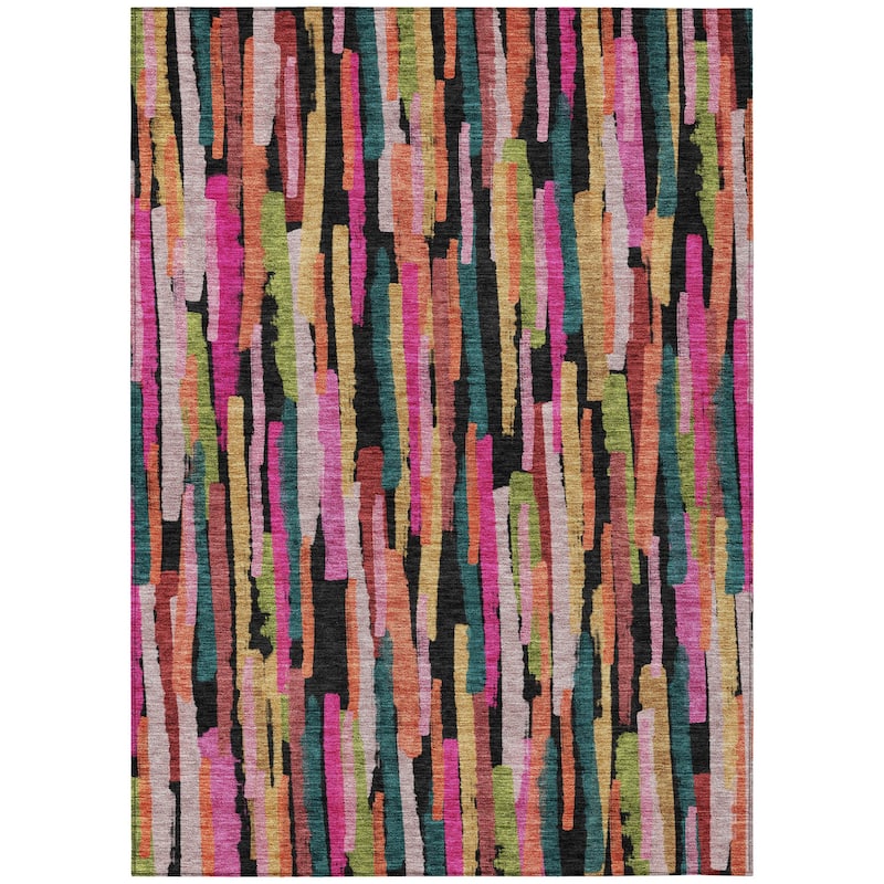 HomeRoots Striped Transitional Rectangle Outdoor Rug