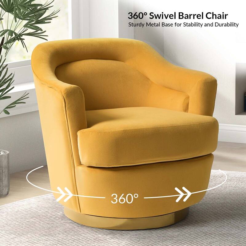 Kanstantin Modern Upholstered Swivel Barrel Chair with Golden Base Set Of 2 by HULALA HOME