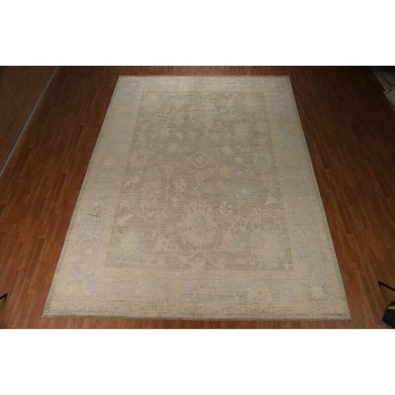 Vegetable Dye Oushak Turkish Large Rug Handmade Wool Carpet - 10'2"x 13'9"