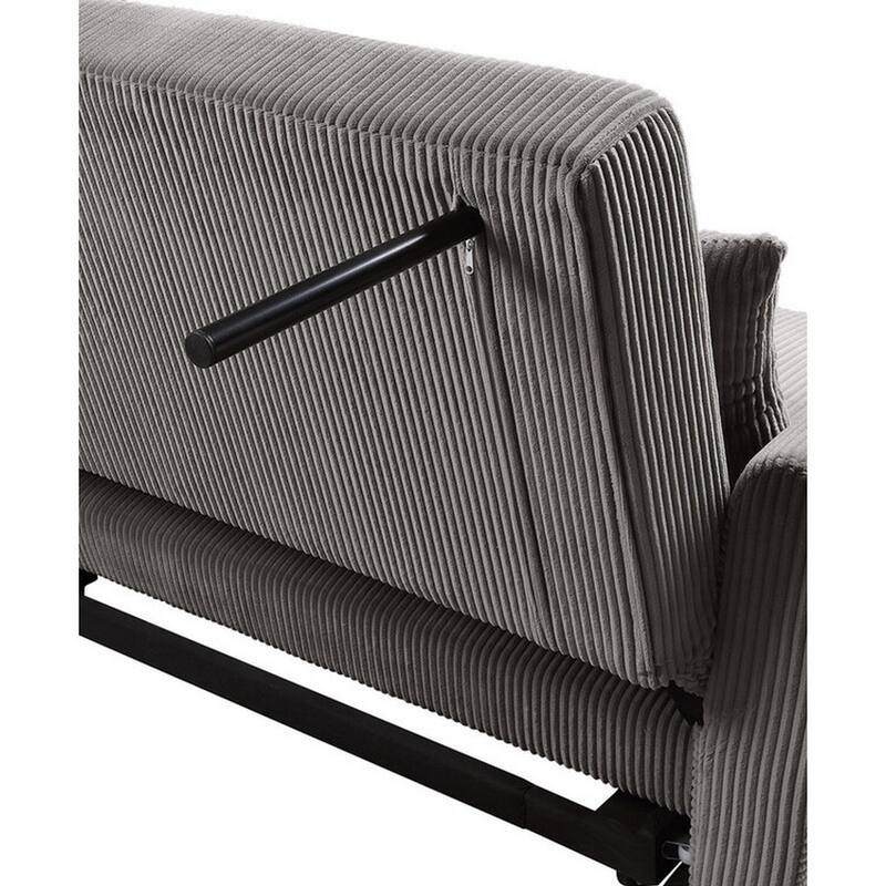 Tina 54 Inch Convertible Sleeper Loveseat, Round Arms, 2 Pillows, Brown