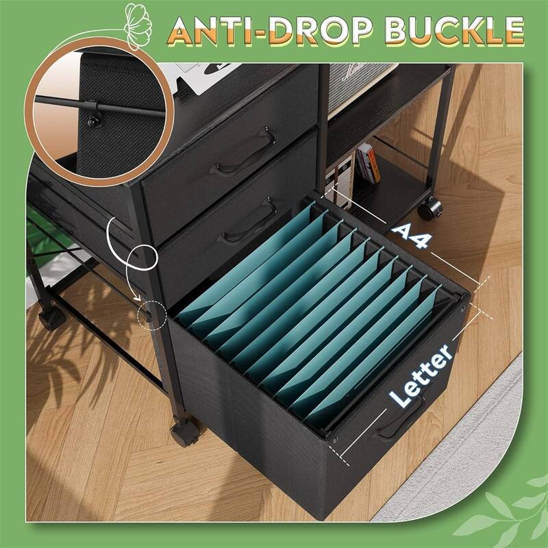3 Drawer Mobile File Cabinet - 15.75"D x 29.53"W x 26.77"H