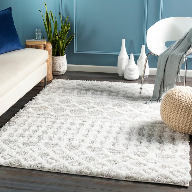 Livabliss Newton Geometric Moroccan Trellis Shag Area Rug - 2' x 2'11" - Light Grey - Rectangle