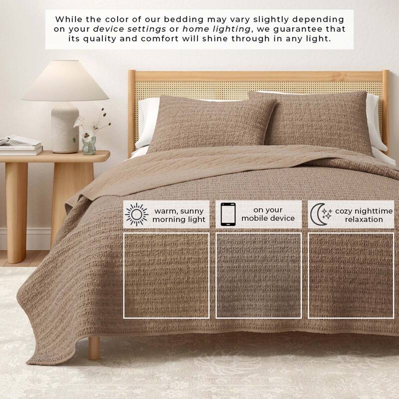 Linery & Co. Cotton Honeycomb Waffle Garment Washed Quilt Set