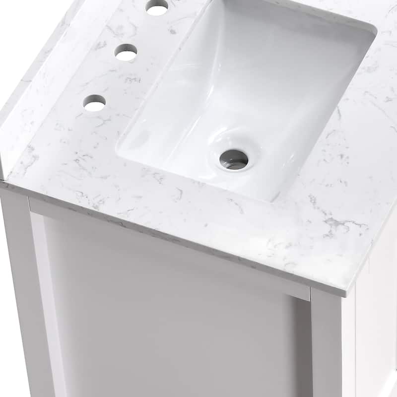 StarrySky 24 inch Undermount Single Sink Bathroom Vanity with Engineered Carrara Marble Top