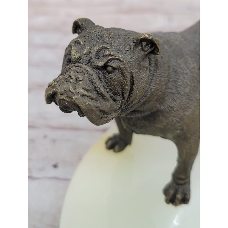 Bronze Imitative BullImitative dog Pug Imitative Dog Figurines On Marble - Soap Dish Ashtray Handmade Art