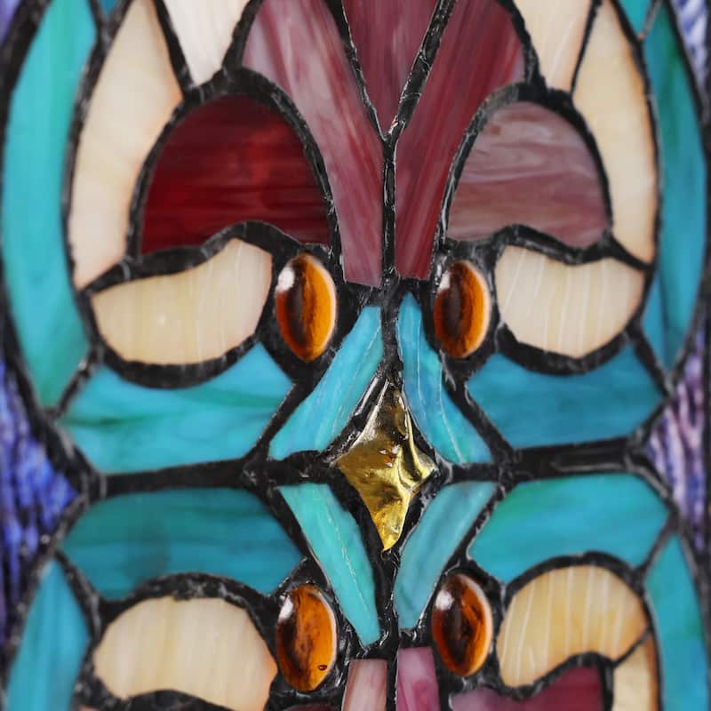River of Goods Victorian Stained Glass Fleur De Lis Window Panel - 9.5"L x 0.25"W x 36"H