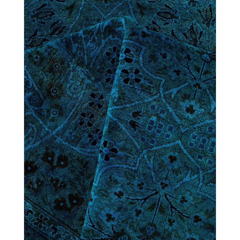 Overdyed, One-of-a-Kind Hand-Knotted Area Rug - Blue - 9' 1" x 17' 10"
