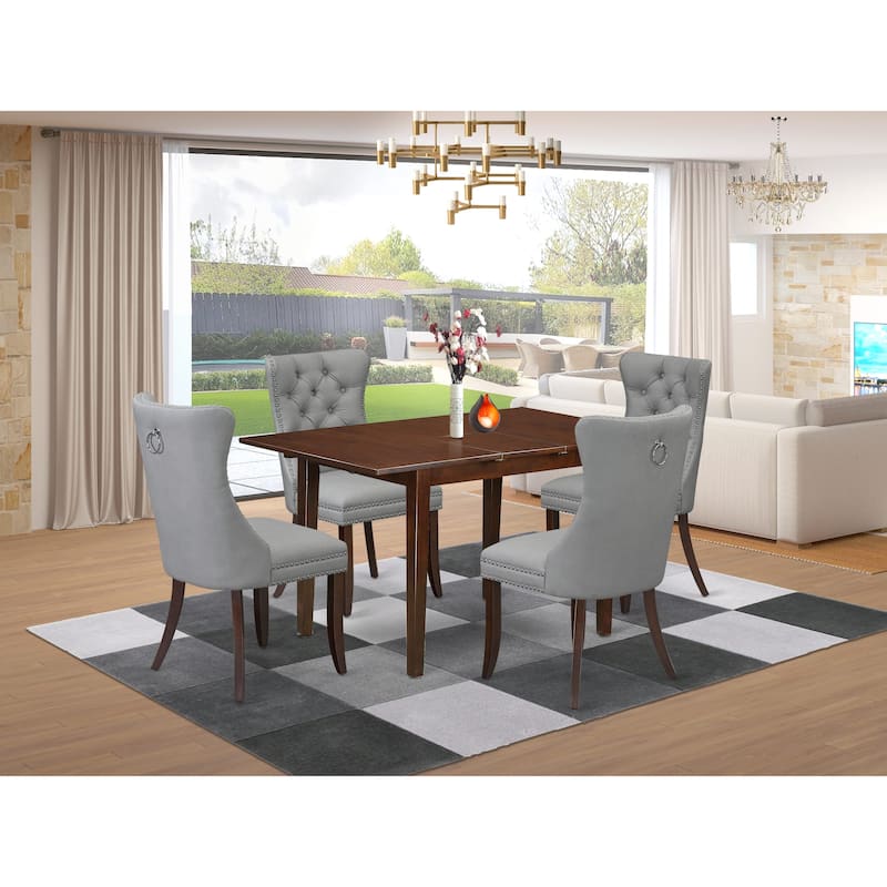 East West Furniture Dining Set Includes a Rectangle Kitchen Table and Upholstered Chairs, Mahogany (Pieces Options) - PSDA5-MAH-27