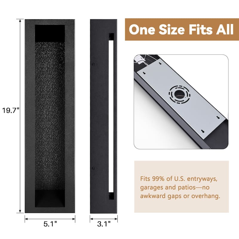 LamQee Modern Black Outdoor Wall Light Linear Textured LED Wall Sconce