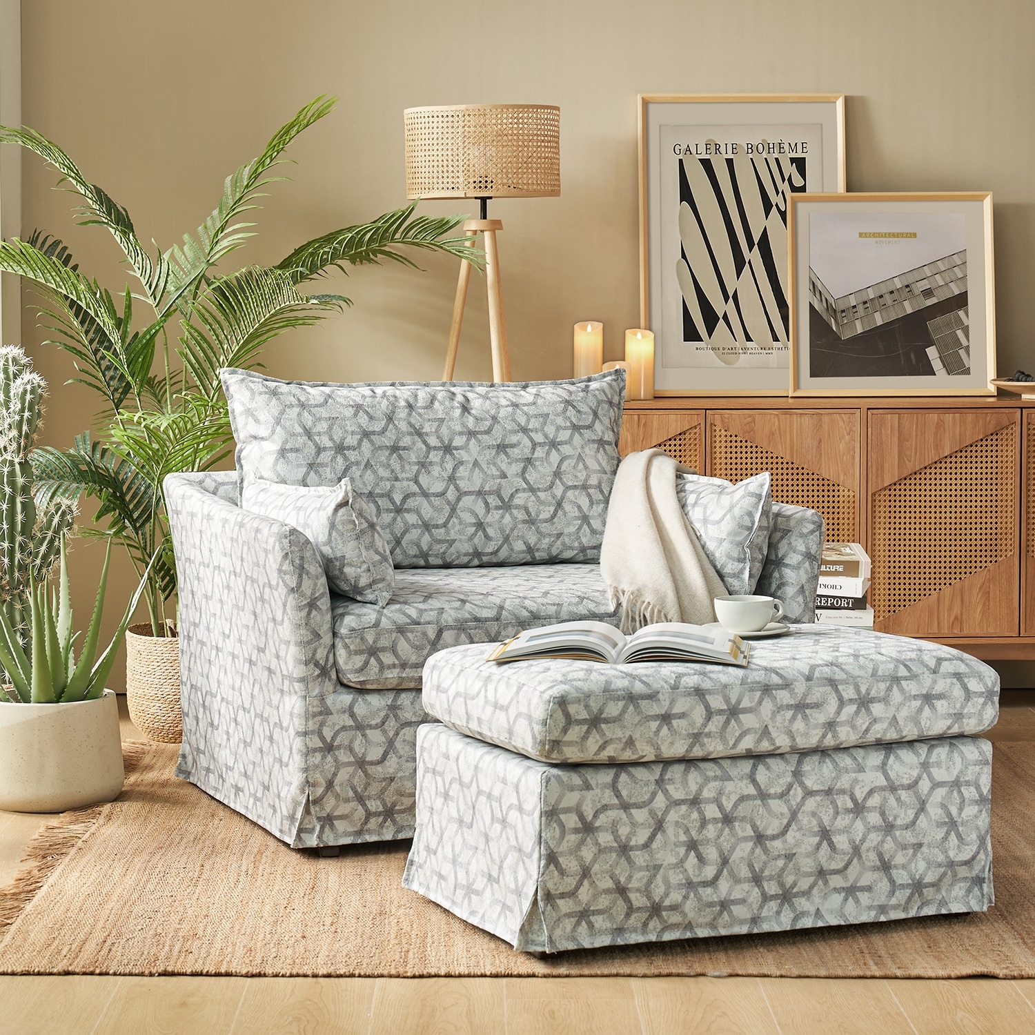 Ottoman Slipcover For Large Chair Sophie Oversized Chair And