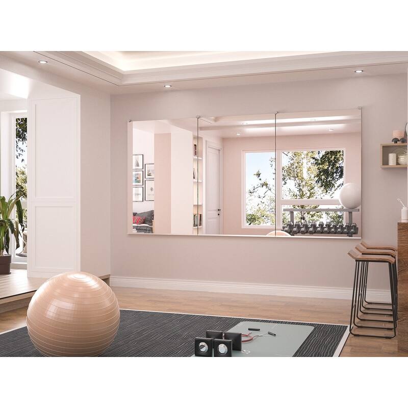 Keonjinn Frameless Tempered Glass Gym Mirror Wall Mounted for Gym, Yoga, Dance Studio