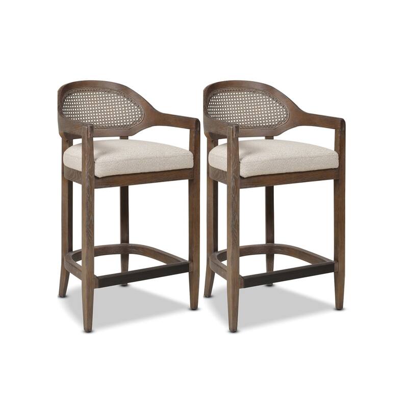 Americana Mid-Century Modern Rattan Cane Back Counter and Bar Stool