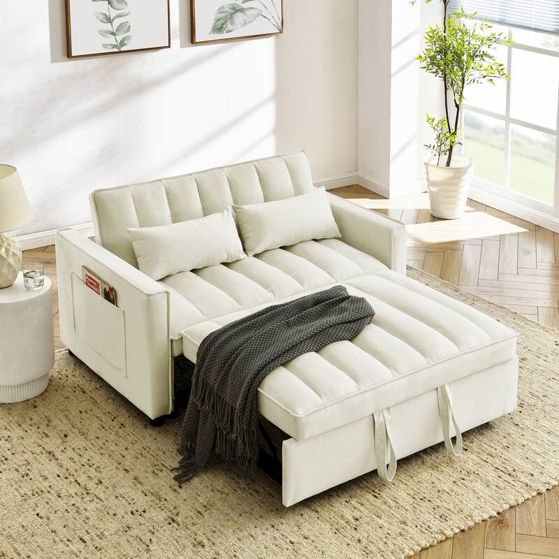 3-in-1 Convertible Pull Out Sleeper Chair Sofa Bed - Beige