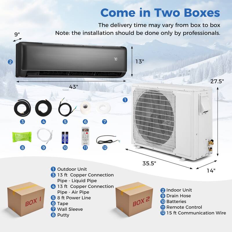 Gymax 24000 BTU Mini Split Air Conditioner & Heater 21 SEER2 208-230V
