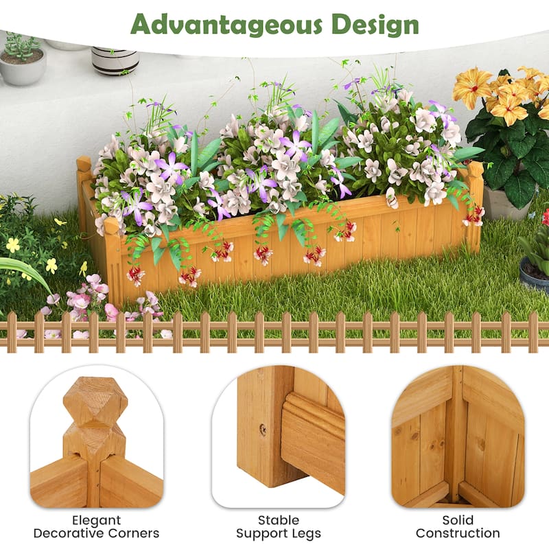 Gymax Patio Wooden Raised Garden Bed Rectangular Garden Planter w/