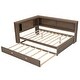 preview thumbnail 8 of 26, Full Size Wood Daybed with Storage Shelves,USB,LED Design,With Twin Size Trundle