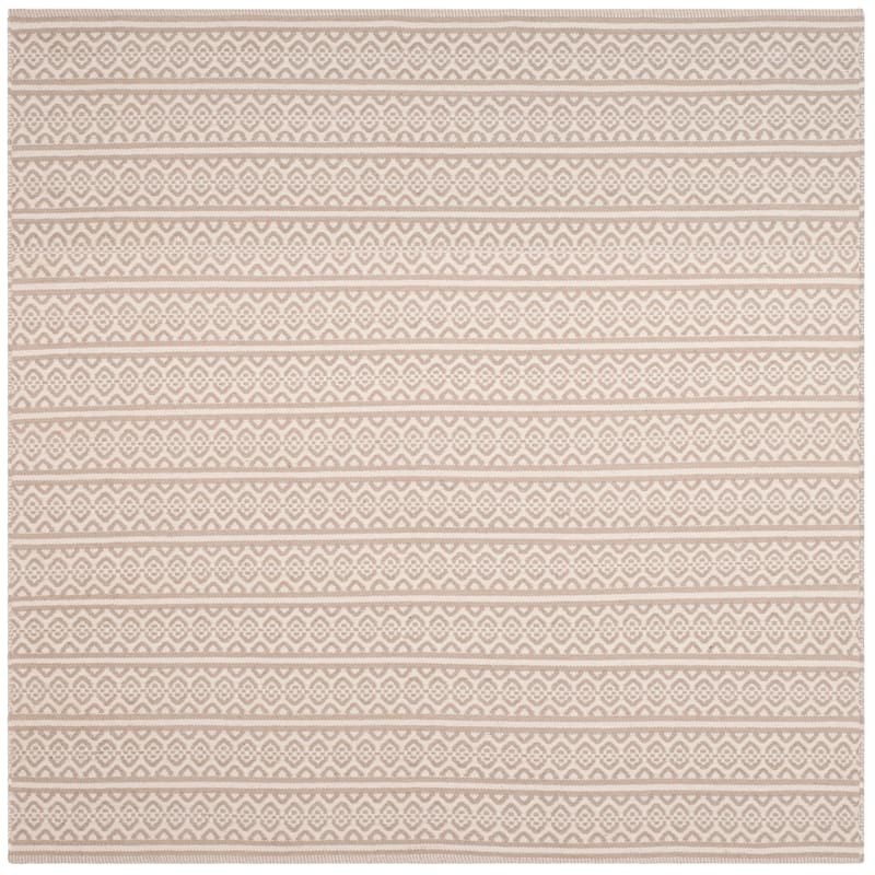 SAFAVIEH Handmade Flatweave Montauk Clayton Casual Cotton Rug - 6' Square - Ivory/Grey