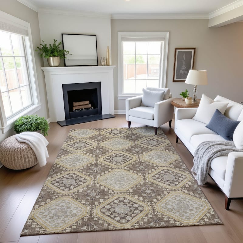 Premium Washable Super Soft Global Modern Mayfield Rug - Taupe - 9' x 12'
