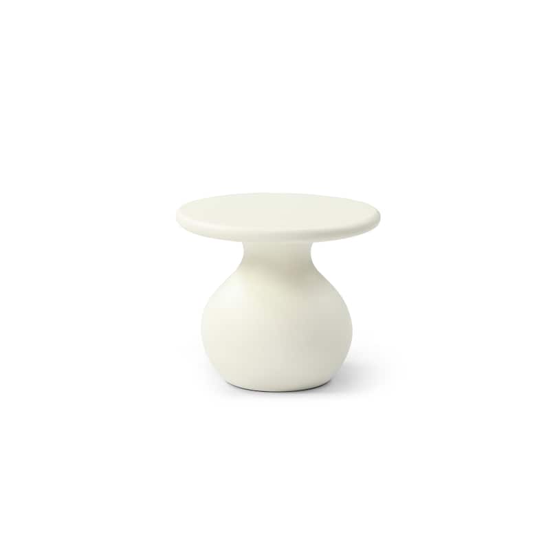 HomeRoots 20" Beige Fiber Glass Round Curvaceous Pedestal End Table - 23.00 in. x 20.00 in. x 23.00 in.
